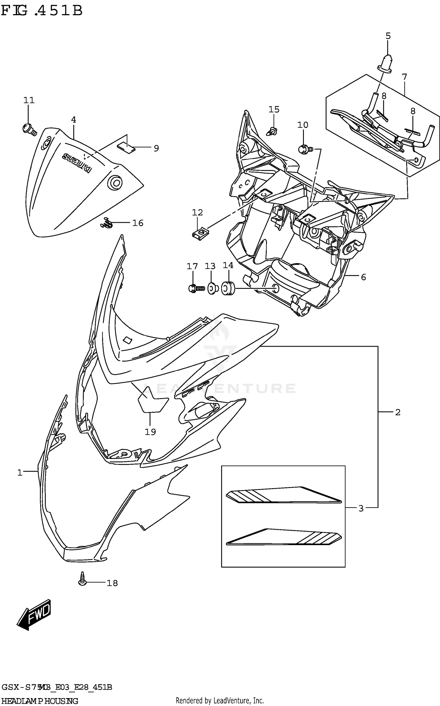 HEADLAMP HOUSING (GSX-S750Z,GSX-S750ZA)
