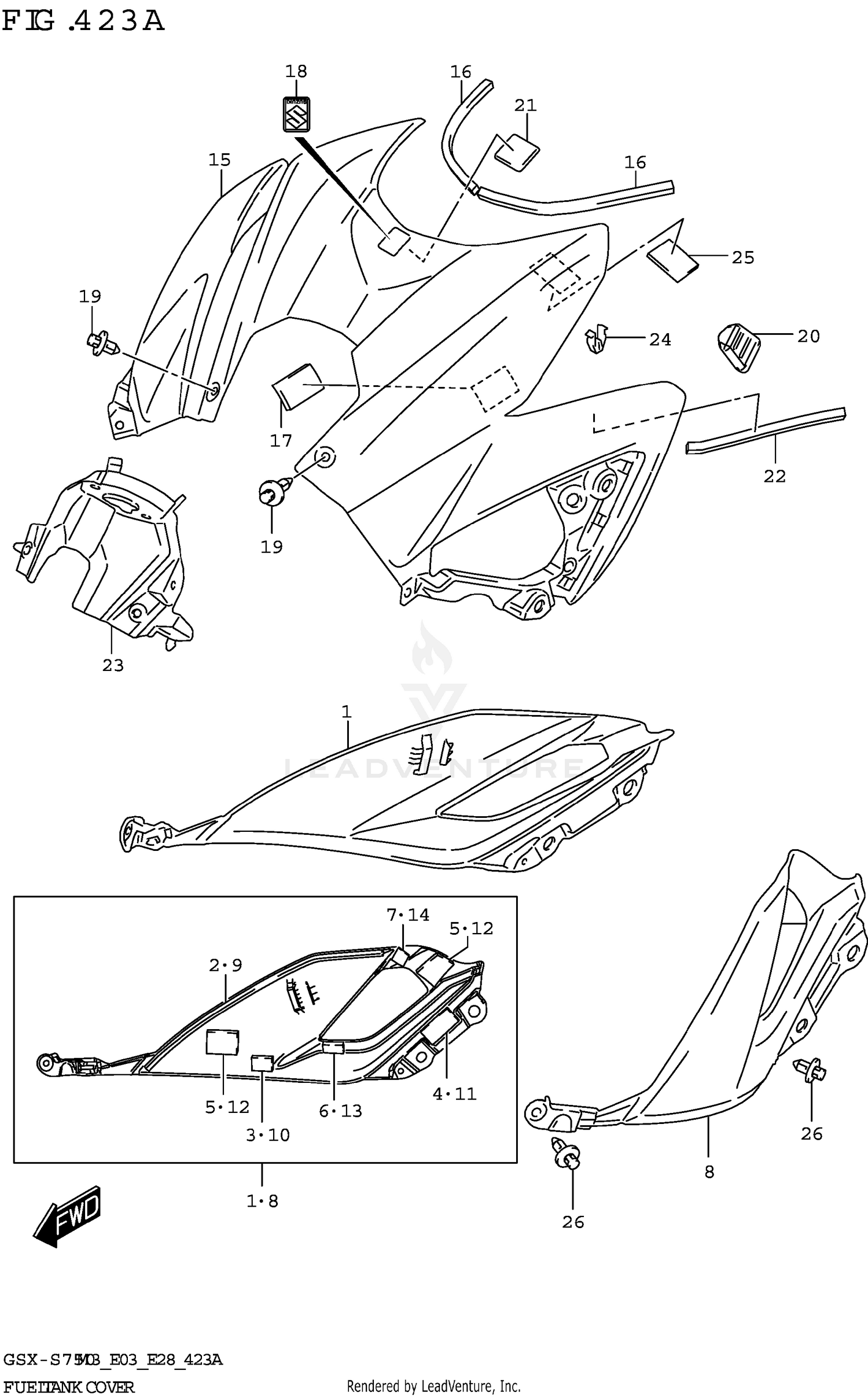 FUEL TANK COVER (GSX-S750,GSX-S750A)