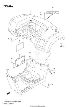 Rear Fender (model K4/k5/k6/k7) Schematic
