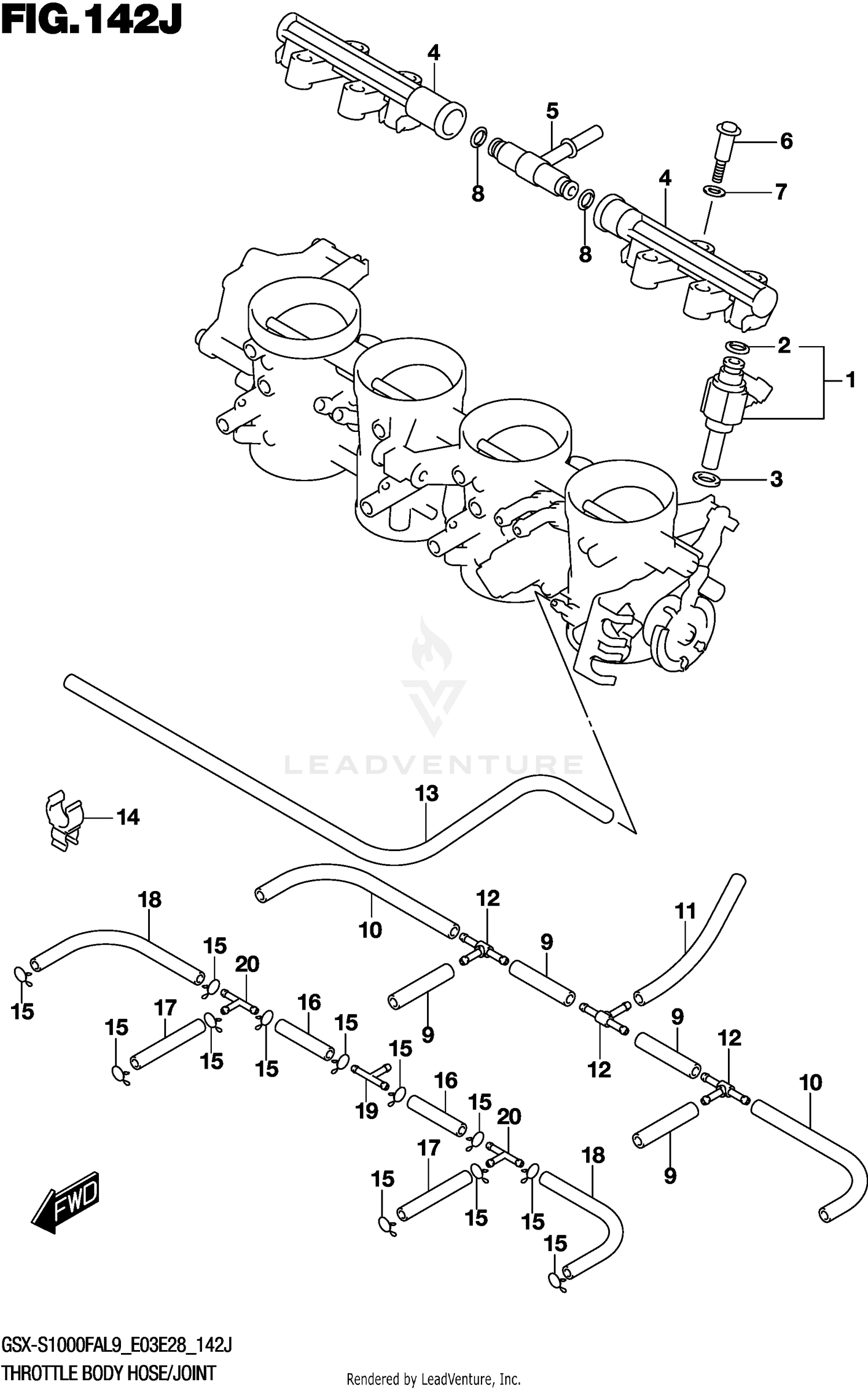 THROTTLE BODY HOSE/JOINT (GSX-S1000FZAL9 E33)