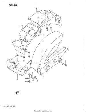 Rear Fender (model K) Schematic