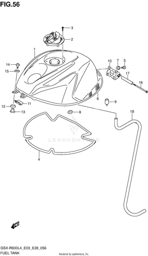 Fuel Tank (gsx-r600l4 E33) Schematic