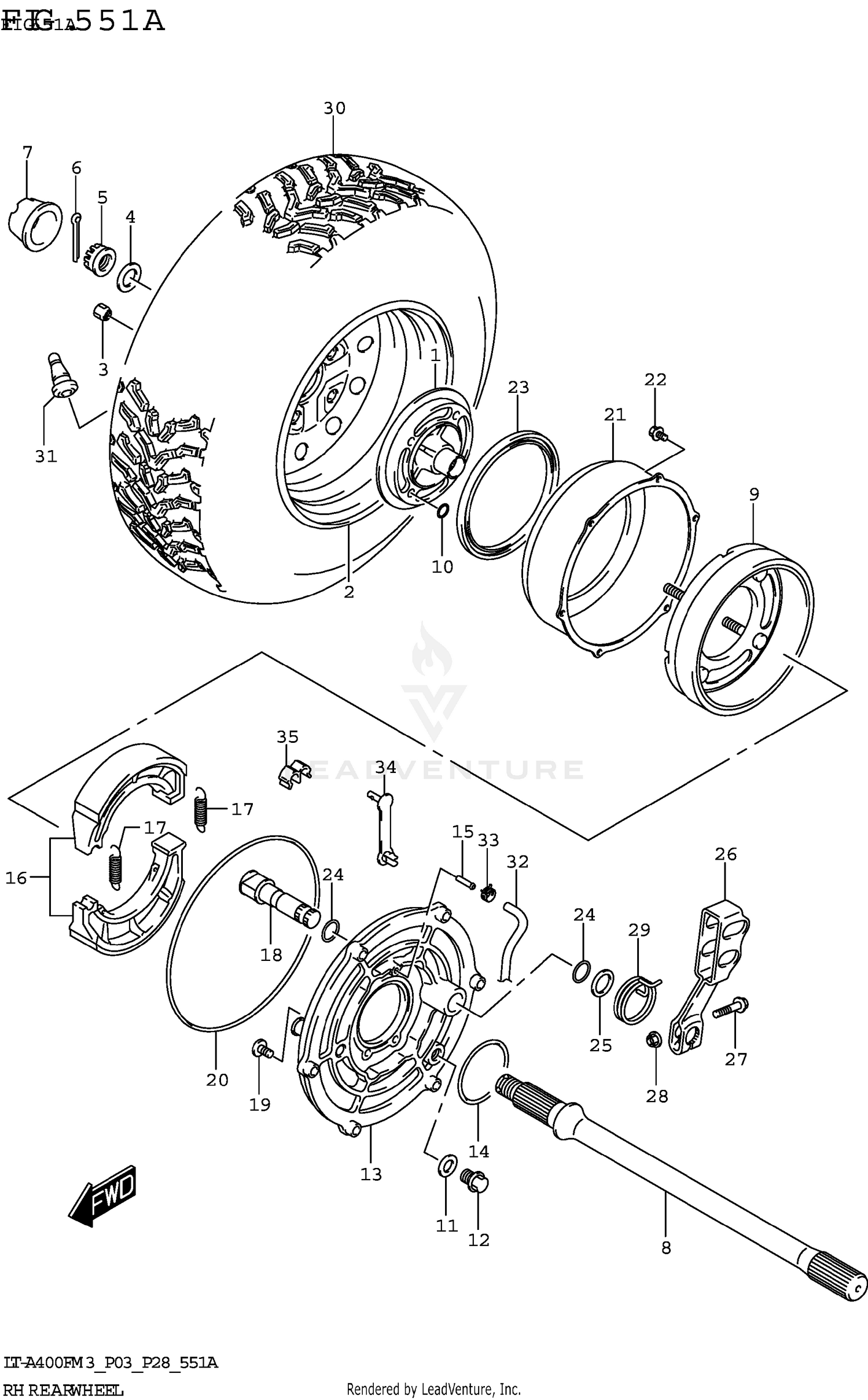 RH REAR WHEEL (LT-A400F)