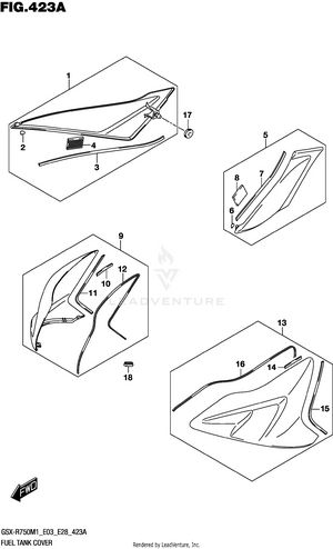 Fuel Tank Cover (gsx-r750) Schematic
