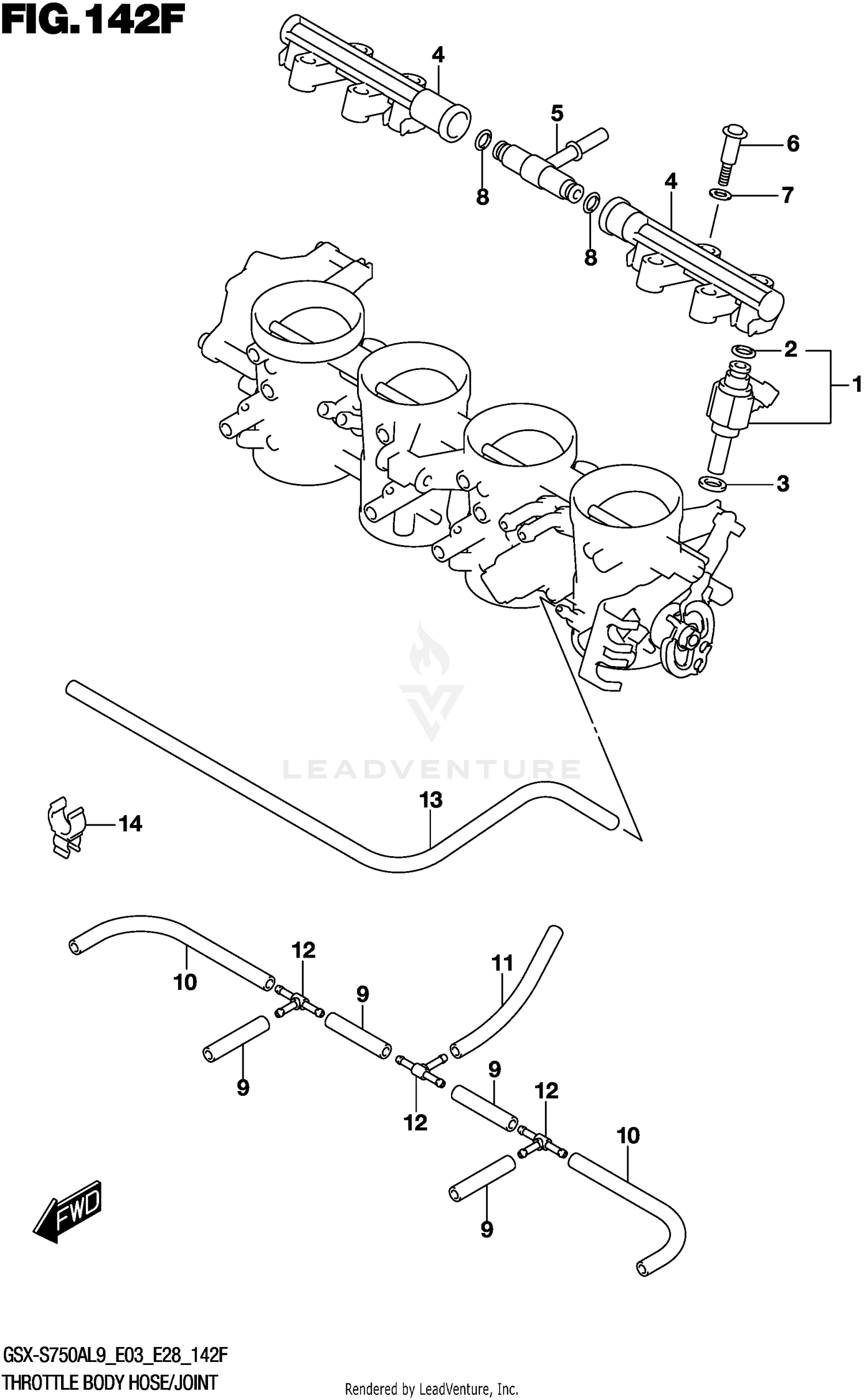THROTTLE BODY HOSE/JOINT (GSX-S750ZAL9 E28)