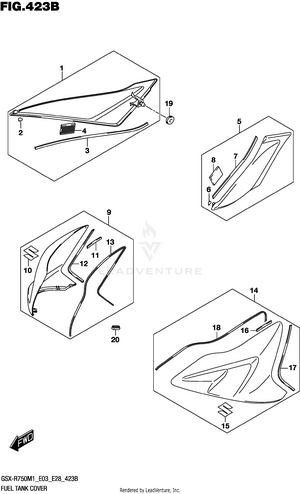 Fuel Tank Cover (gsx-r750z) Schematic