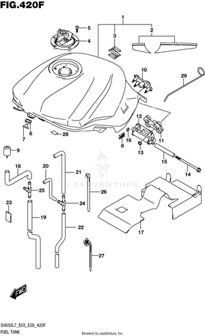 Fuel Tank (ysf,yvz,yww)  (sv650al7 E28) Schematic