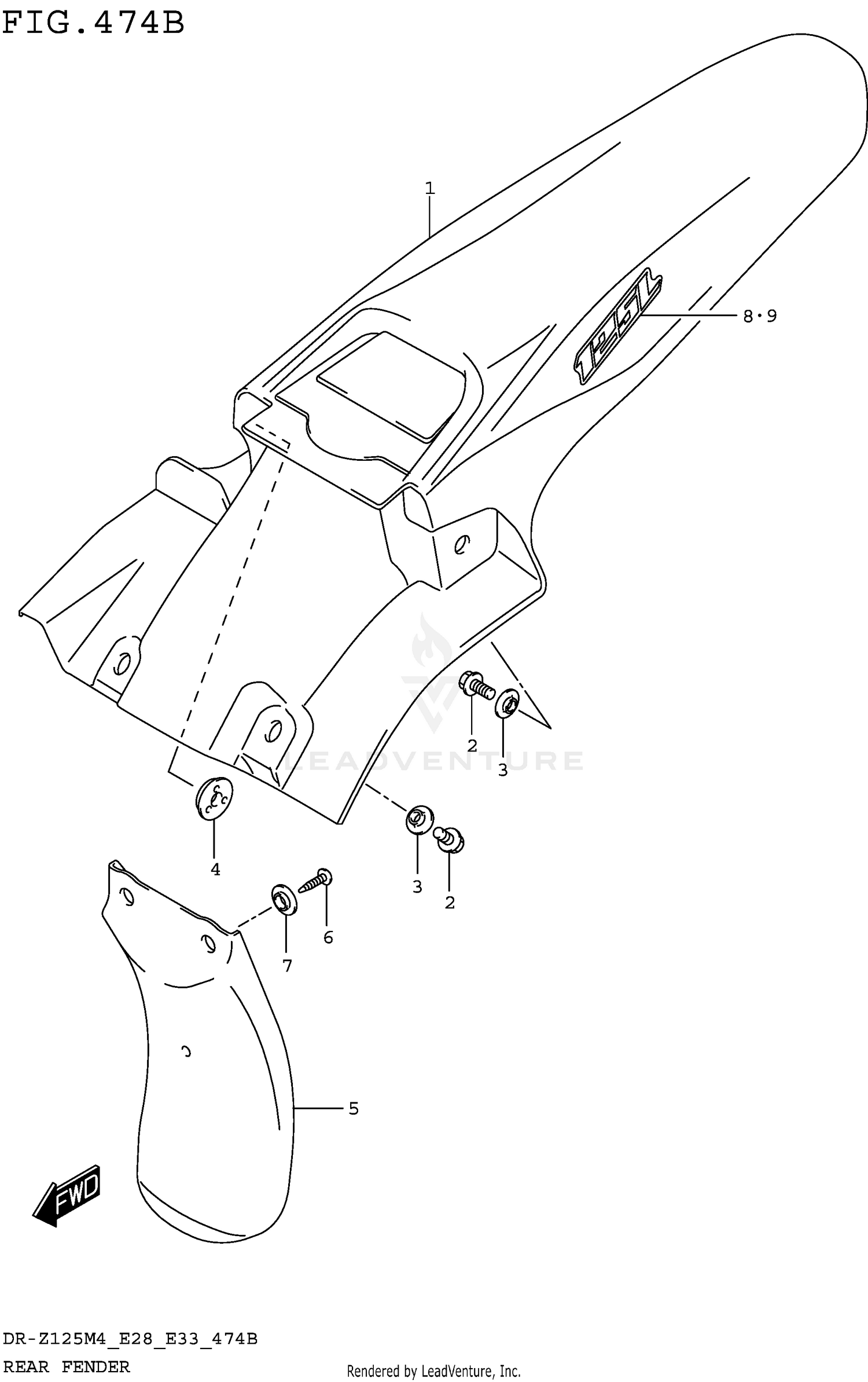 REAR FENDER (DR-Z125LM4 E28)