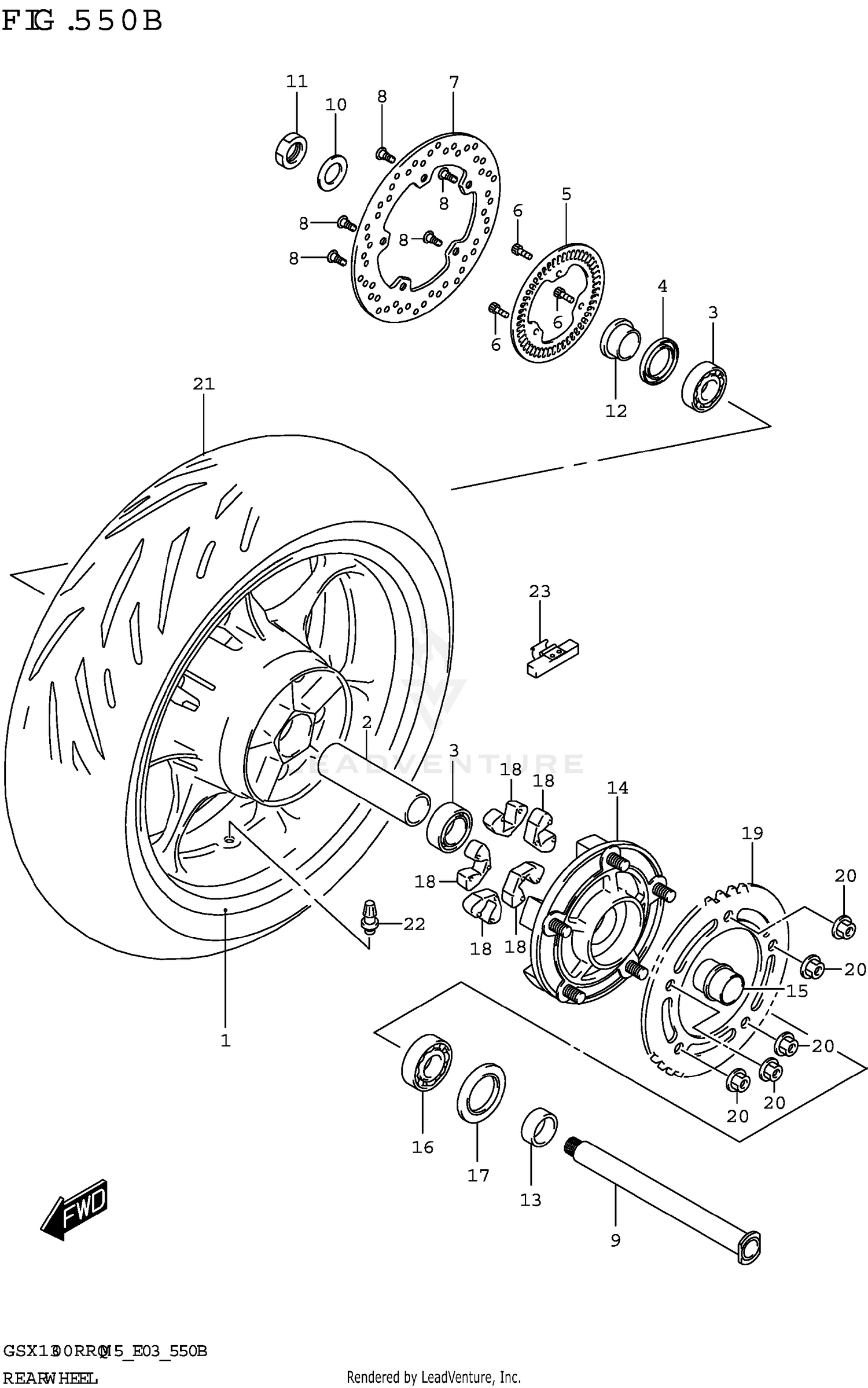 REAR WHEEL (GSX1300RRQK:(E03,E33))