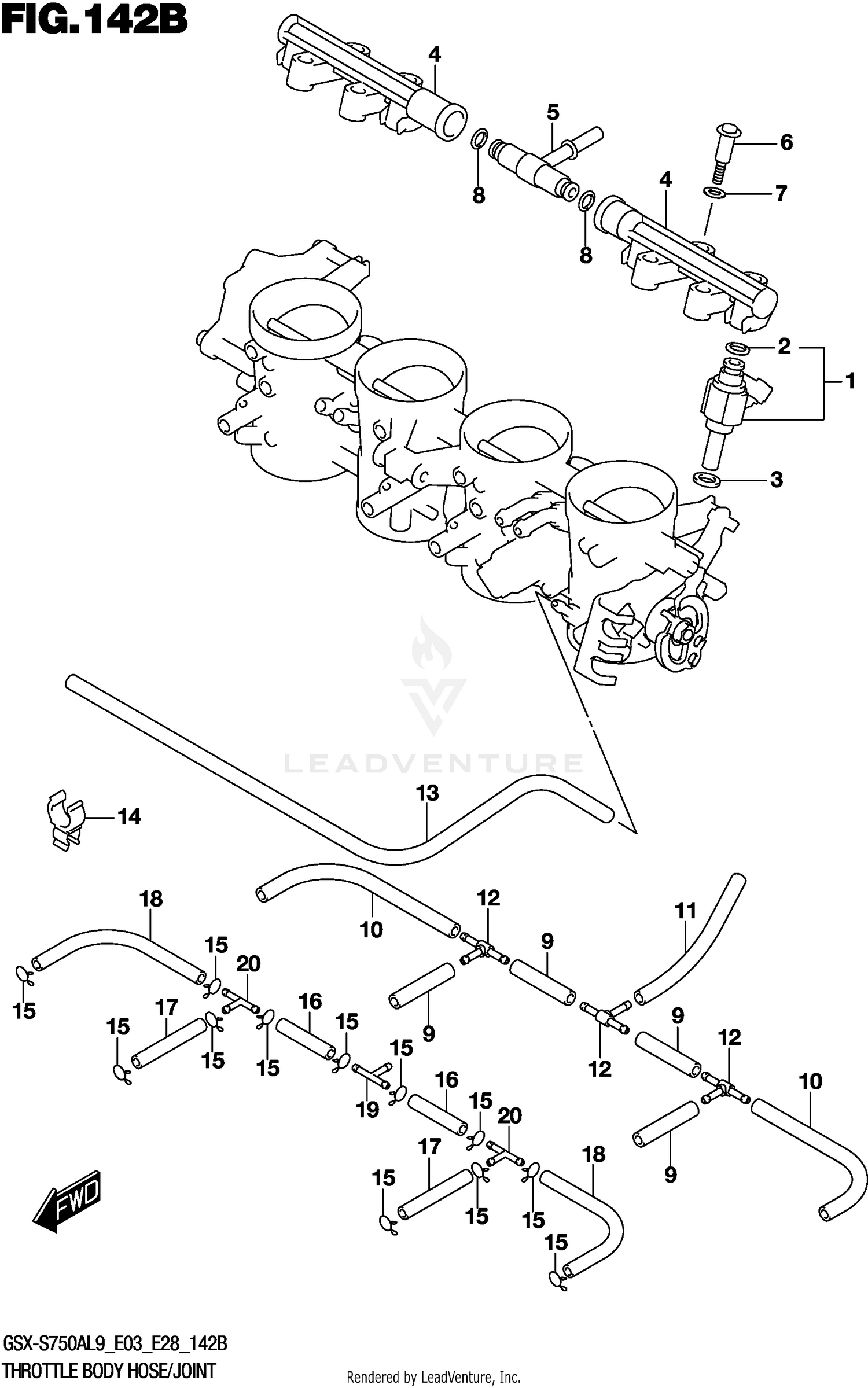 THROTTLE BODY HOSE/JOINT (GSX-S750ZL9 E33)