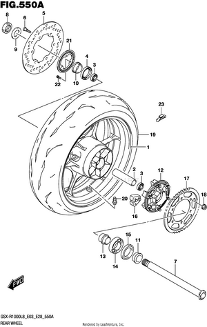 Rear Wheel (for Yvb,yww) Schematic