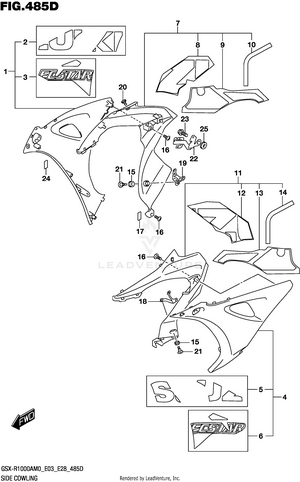 Side Cowling (gsx-r1000ra)(see Note 1) 485d Schematic