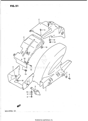Rear Fender (model J/k) Schematic