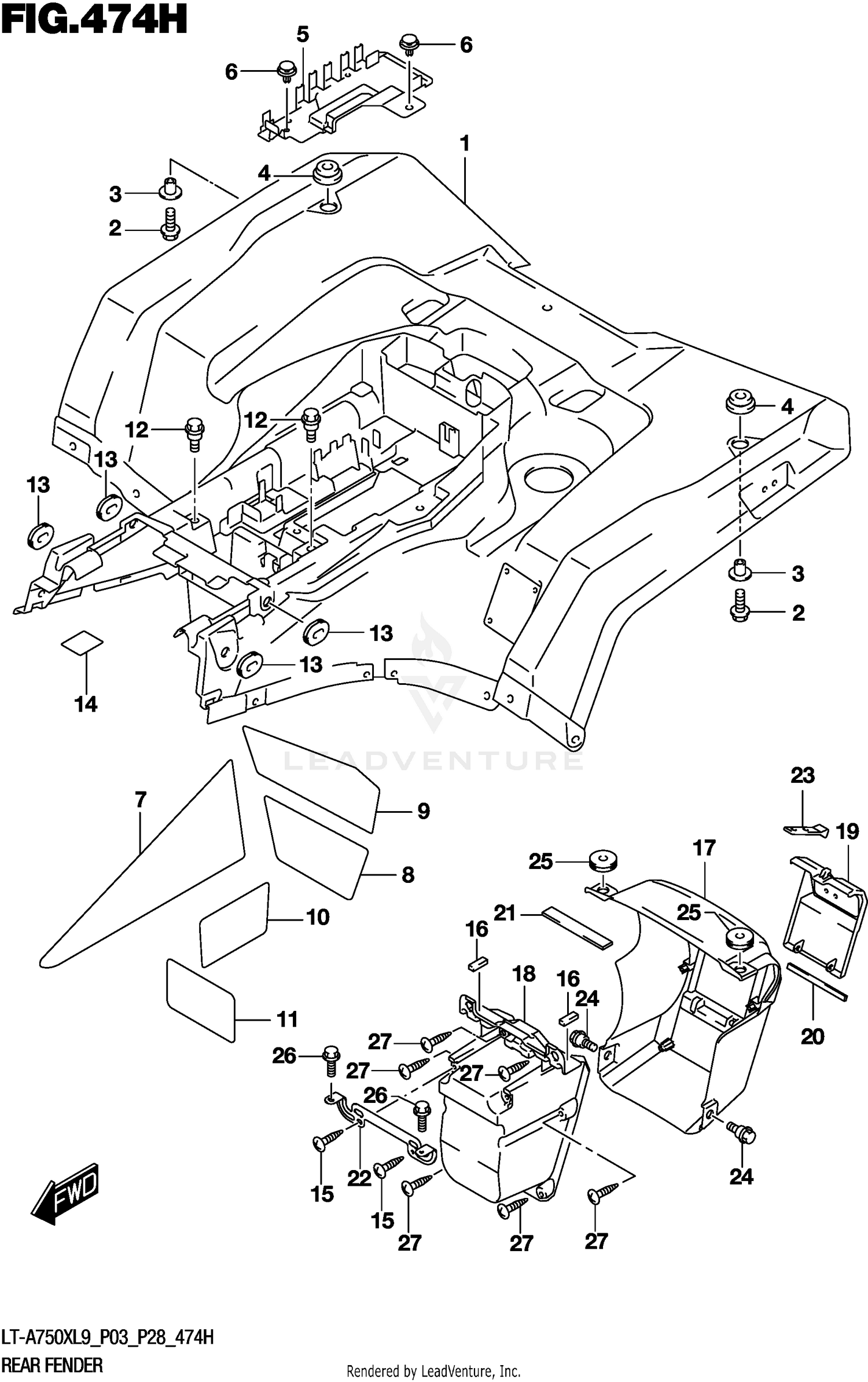 REAR FENDER (LT-A750XPZL9 P28)