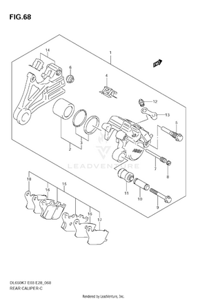 Rear Caliper (dl650k7/k8/k9) Schematic