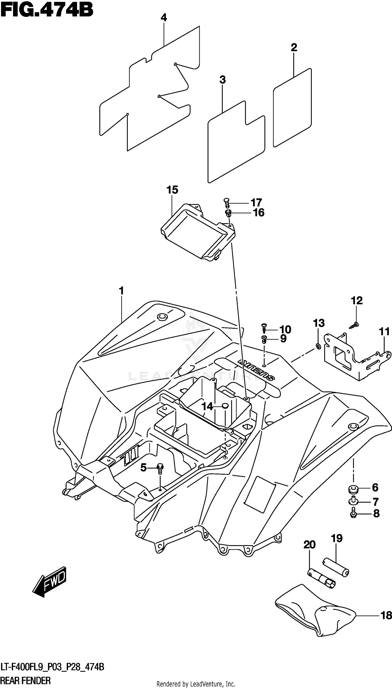 REAR FENDER (LT-F400FL9 P28)
