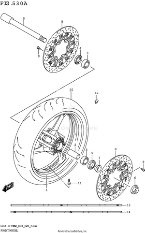Front Wheel (gsx-r750z:(e03,e28,e33)) Schematic
