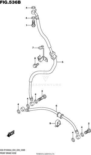 Front Brake Hose (gsx-r1000l6 E28) Schematic