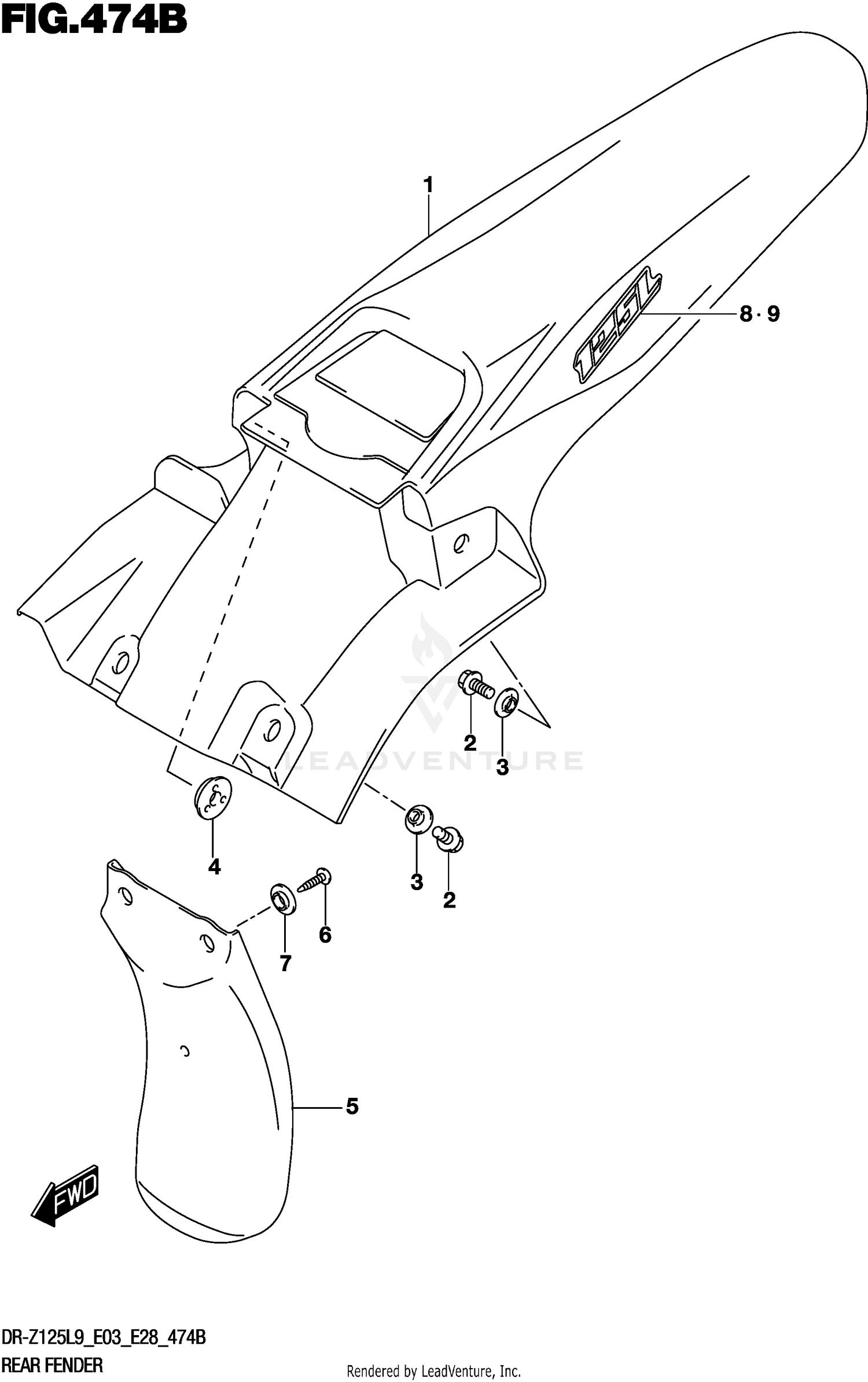 REAR FENDER (DR-Z125LL9 E03)