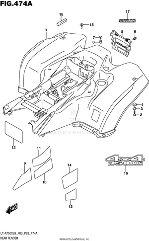 Rear Fender (lt-a750xl8 P03) Schematic