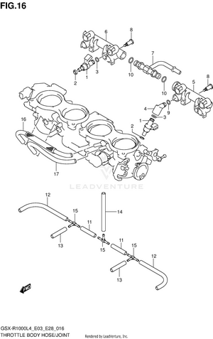 Throttle Body Hose/joint (gsx-r1000l4 E28) Schematic