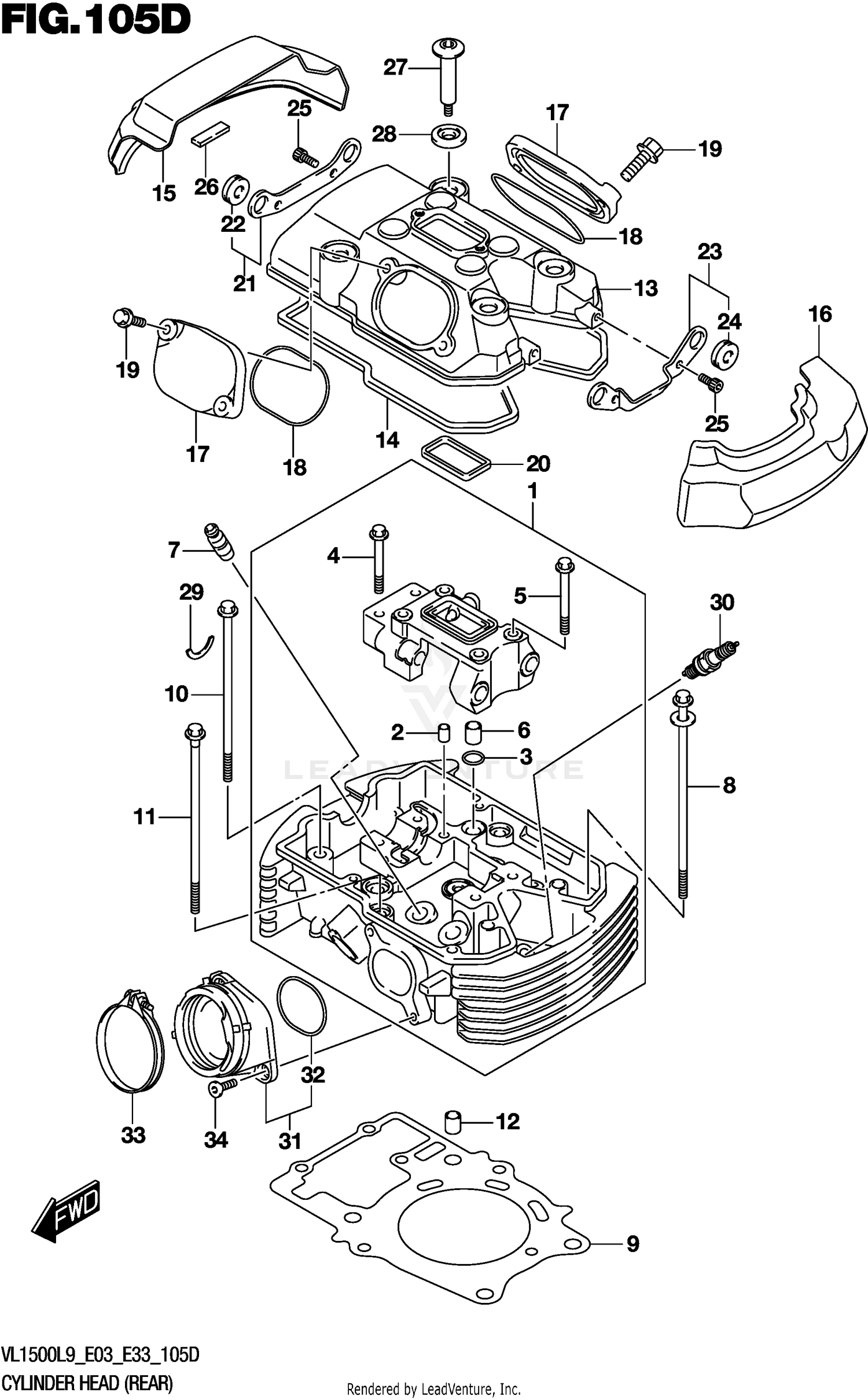 CYLINDER HEAD (REAR) (VL1500TL9 E33)