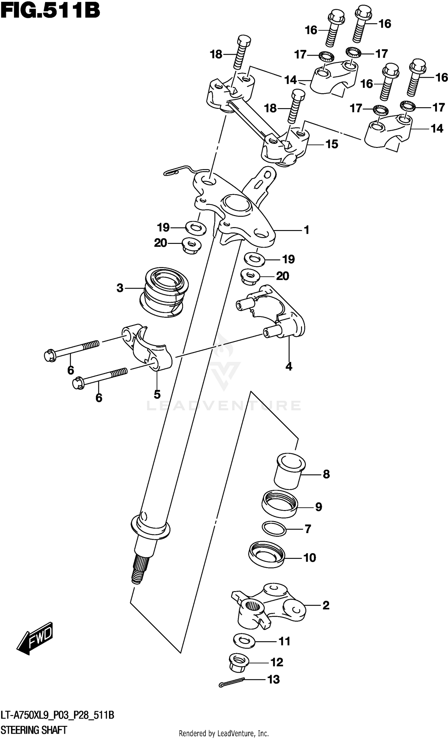 STEERING SHAFT (LT-A750XL9 P28)