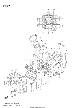 Front Cylinder Head (model K3/k4/k5/k6) Schematic