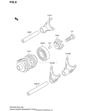 Gear Change Drum/shift Fork Schematic