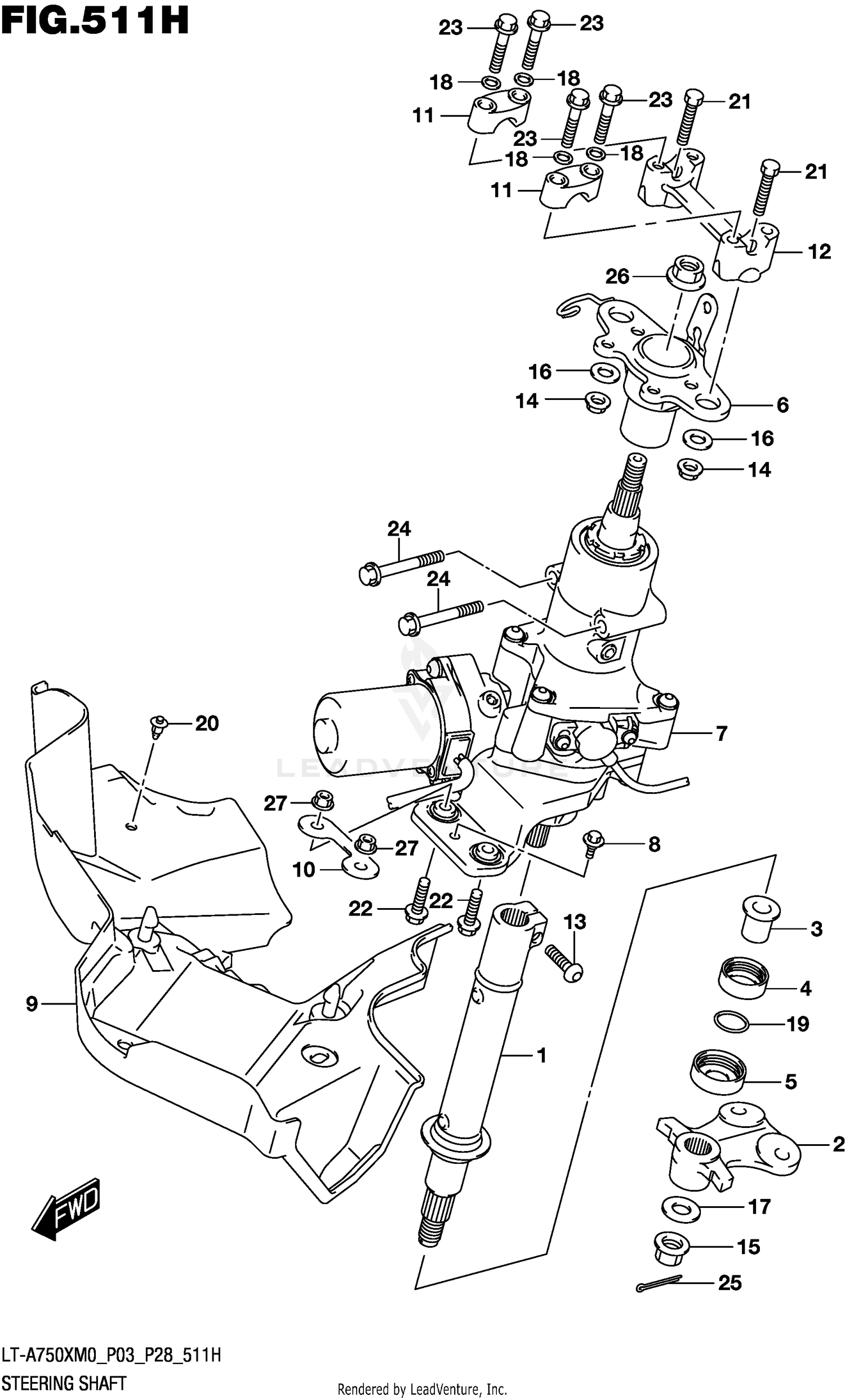STEERING SHAFT (LT-A750XPZM0 P28)