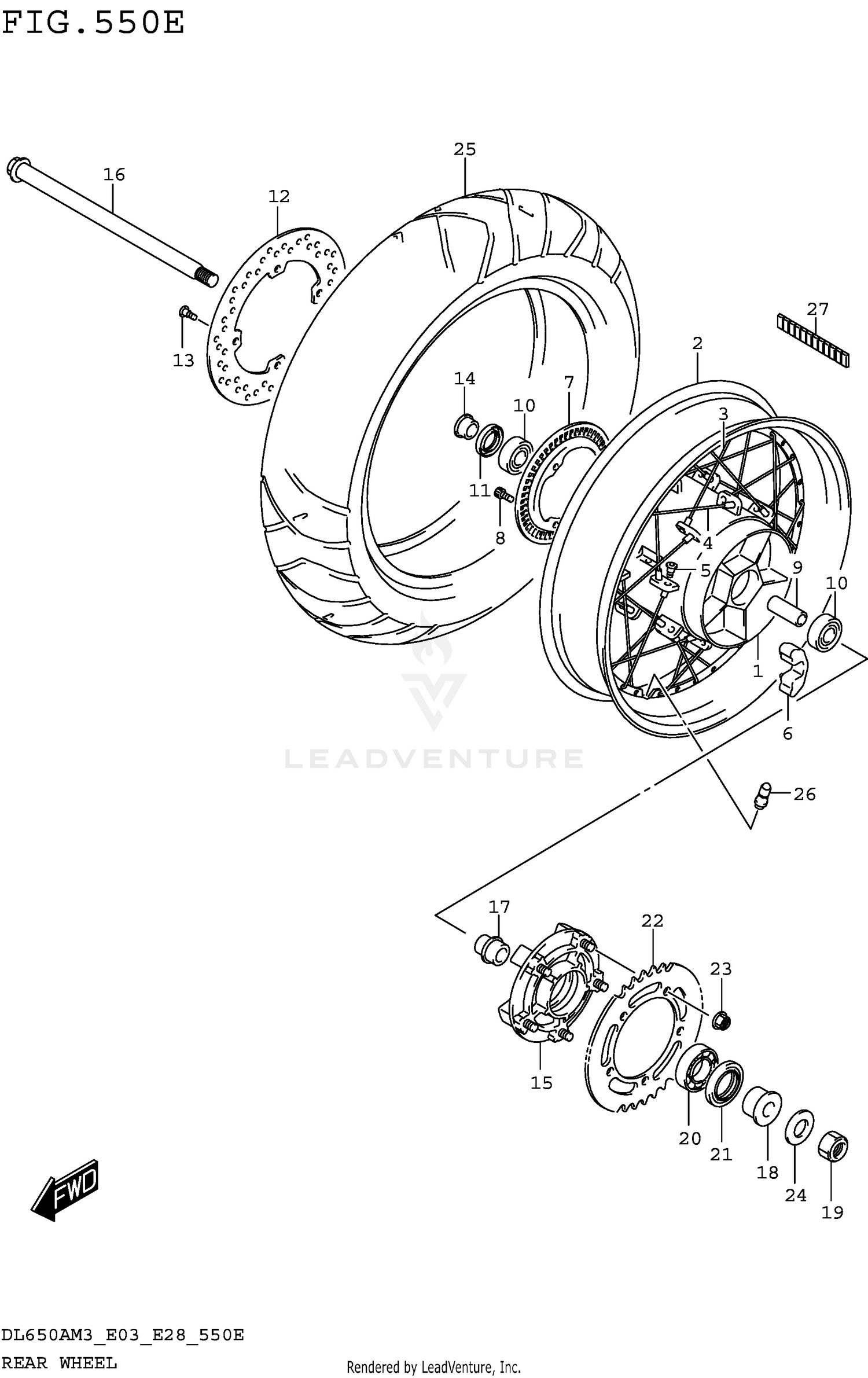 REAR WHEEL (DL650XAM3E28)