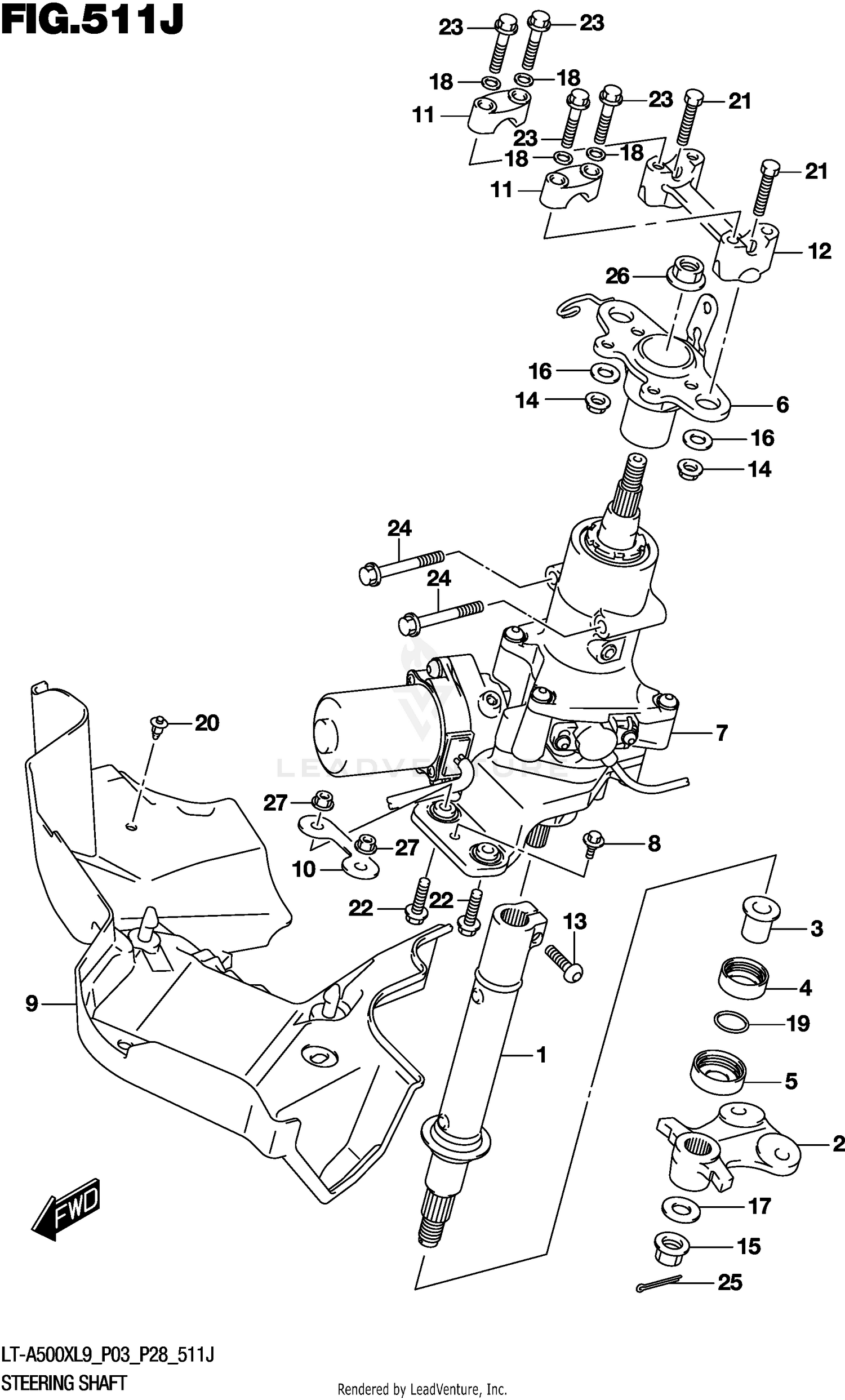 STEERING SHAFT (LT-A500XPZL9 P33)