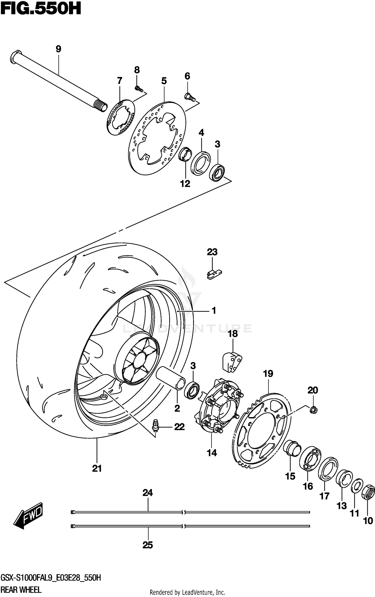 REAR WHEEL (GSX-S1000FZAL9 E28)