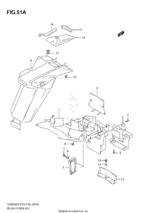 Rear Fender (model K4/k5/k6/k7) Schematic