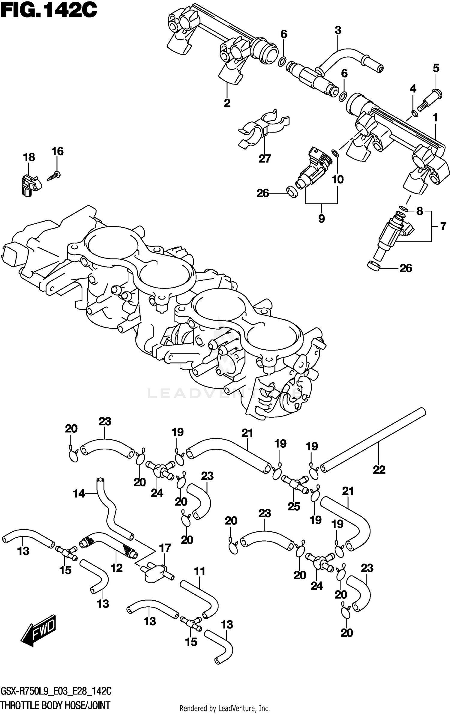 THROTTLE BODY HOSE/JOINT (GSX-R750L9 E33)