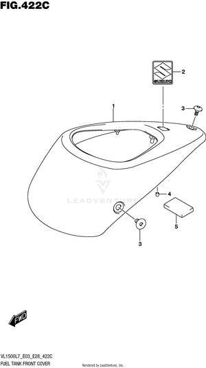Fuel Tank Front Cover (vl1500bl7 E33) Schematic