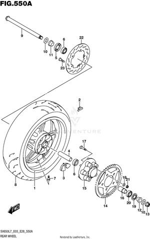 Rear Wheel (sv650l7 E03) Schematic
