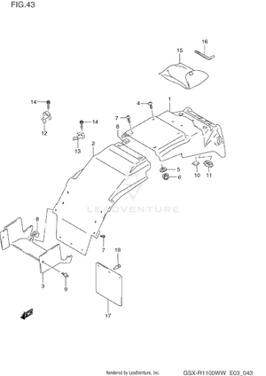 Rear Fender (model P/r) Schematic