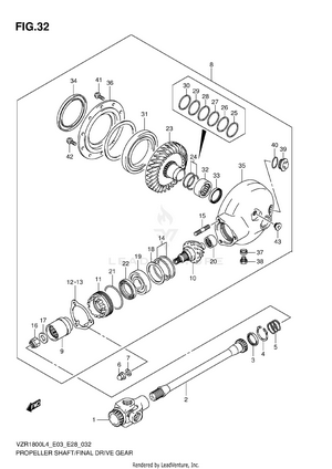 Propeller Shaft/final Drive Gear (vzr1800l4 E28) Schematic
