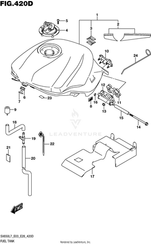 Fuel Tank (ysf,yvz,yww)  (sv650l7 E33) Schematic