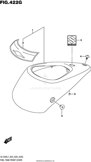 Fuel Tank Front Cover (vl1500tl7 E33) Schematic