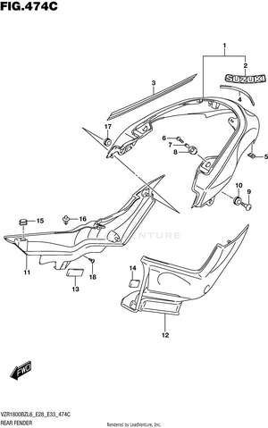 Rear Fender (for Bbd)  (vzr1800bzl6 E33) Schematic