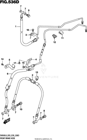 Front Brake Hose (sv650al9 E33) Schematic