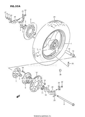 Rear Wheel (model K/l/m/n/p/r/s/t) Schematic
