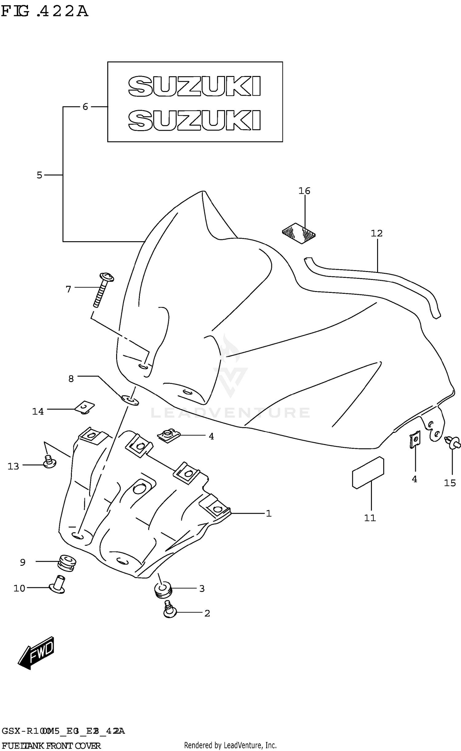 FUEL TANK FRONT COVER (GSX-R1000A,GSX-R1000RA:E03,E28)