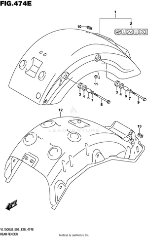 Rear Fender (vl1500tl8 E03) Schematic
