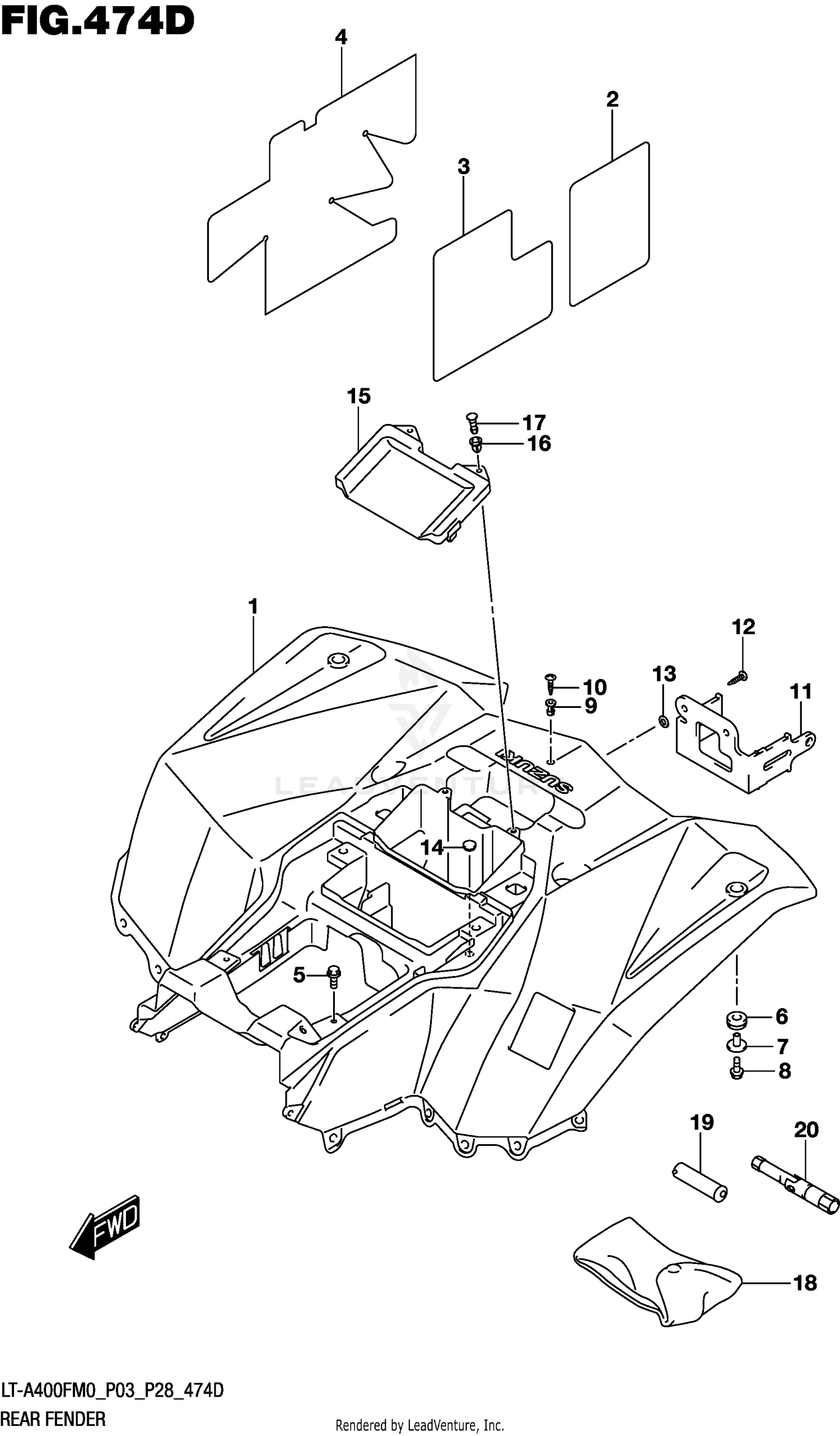 REAR FENDER (LT-A400FZM0 P28)