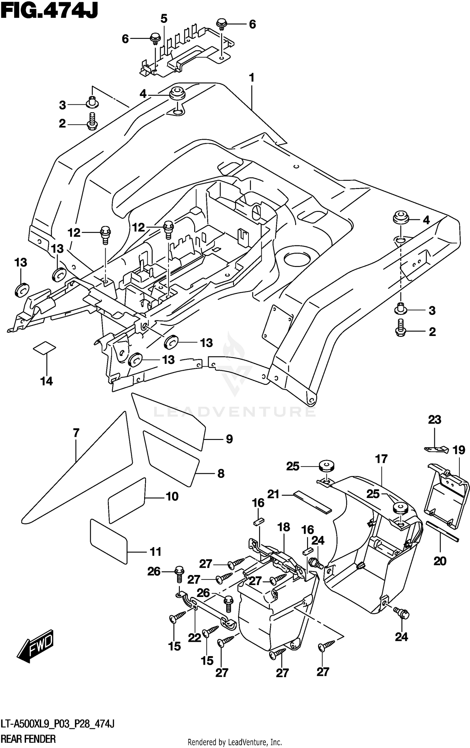 REAR FENDER (LT-A500XPZL9 P33)