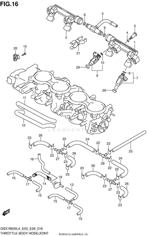 Throttle Body Hose/joint (gsx-r600l4 E33) Schematic