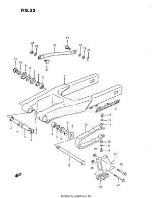 Rear Swinging Arm (g/h/j) Schematic